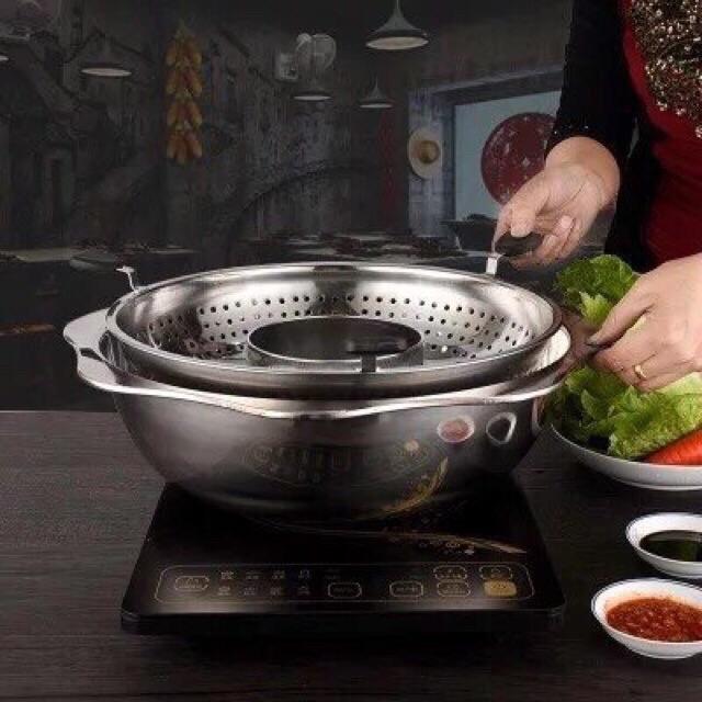 Nồi lẩu xoay inox tiện dụng size 32cm