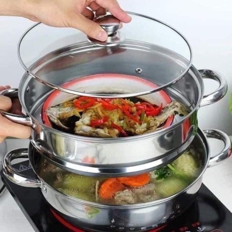 NỒI HẤP INOX 2 TẦNG ĐA NĂNG 28 CM