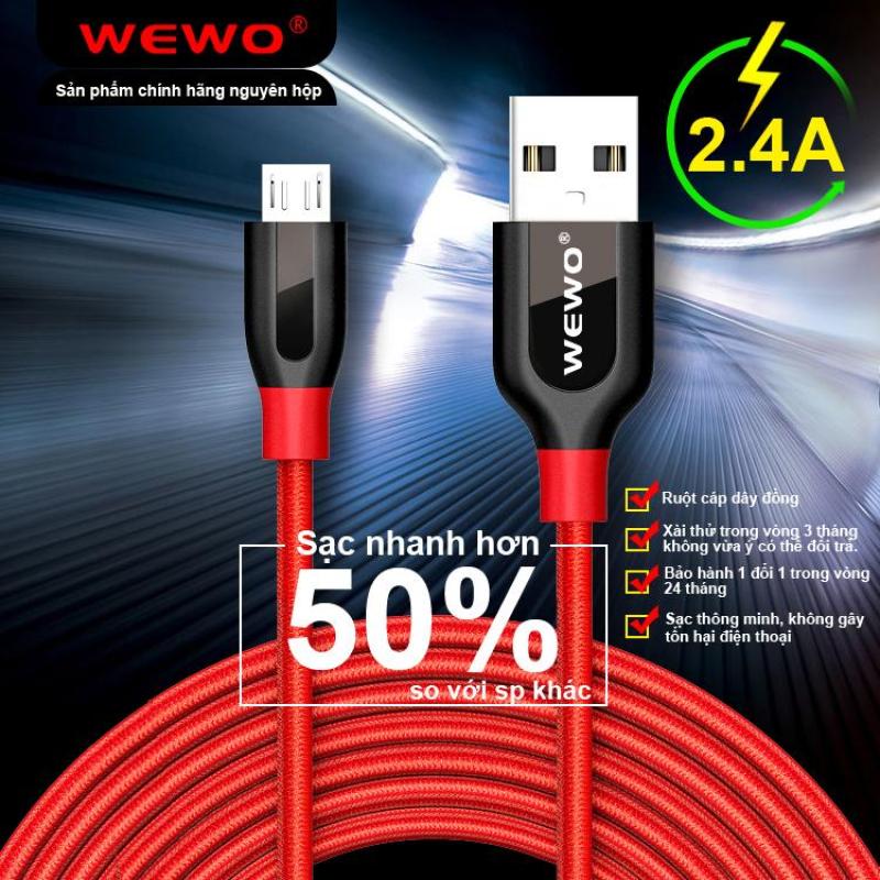 Giá Cáp sạc 2.4A Micro (Powerline) Micro USB siêu bền loại 1m bọc nylon cao cấp Wewo WCA-001 Micro