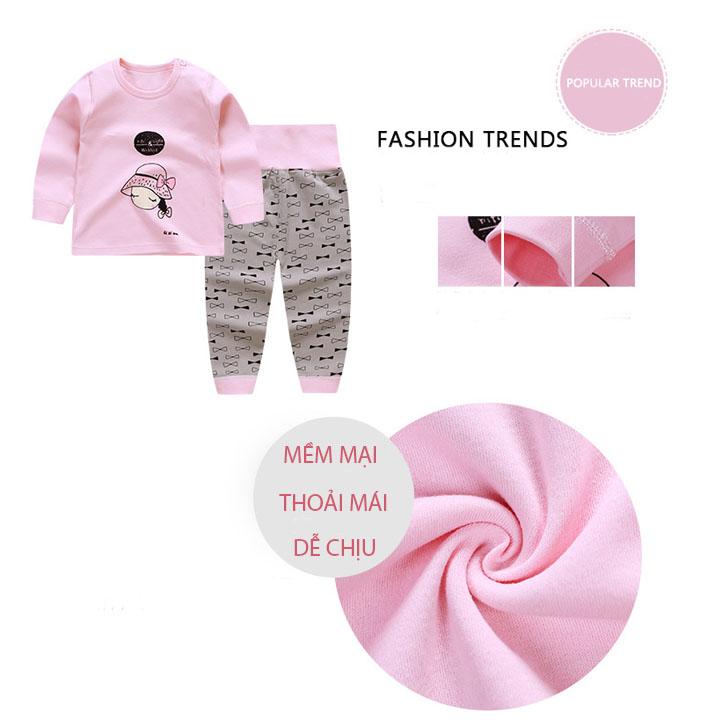 Bộ quần áo trẻ em cạp cao giữ ấm bụng