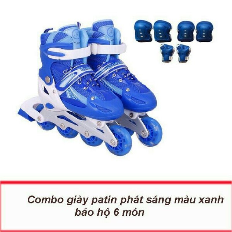 Phân phối Giày trượt patin 4 bánh có đèn tặng kèm bộ bảo hộ 6 chi tiết cho trẻ em - Q15842