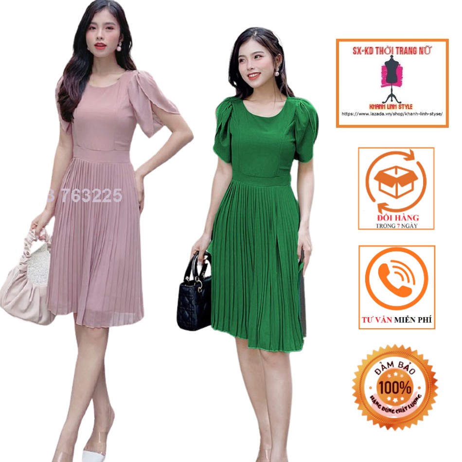 [4.4 Hoàn tiền 15%][HCM]Đầm  Phối Dập Li Sang Trọng - D030