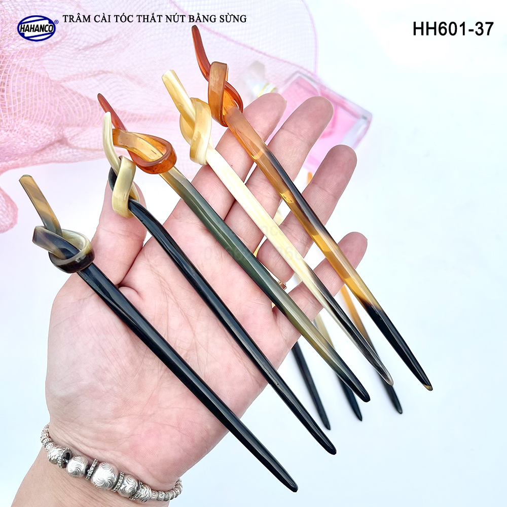 Trâm cài tóc bằng sừng, đầu trâm thắt nút kiểu dáng lạ (HH601-37)