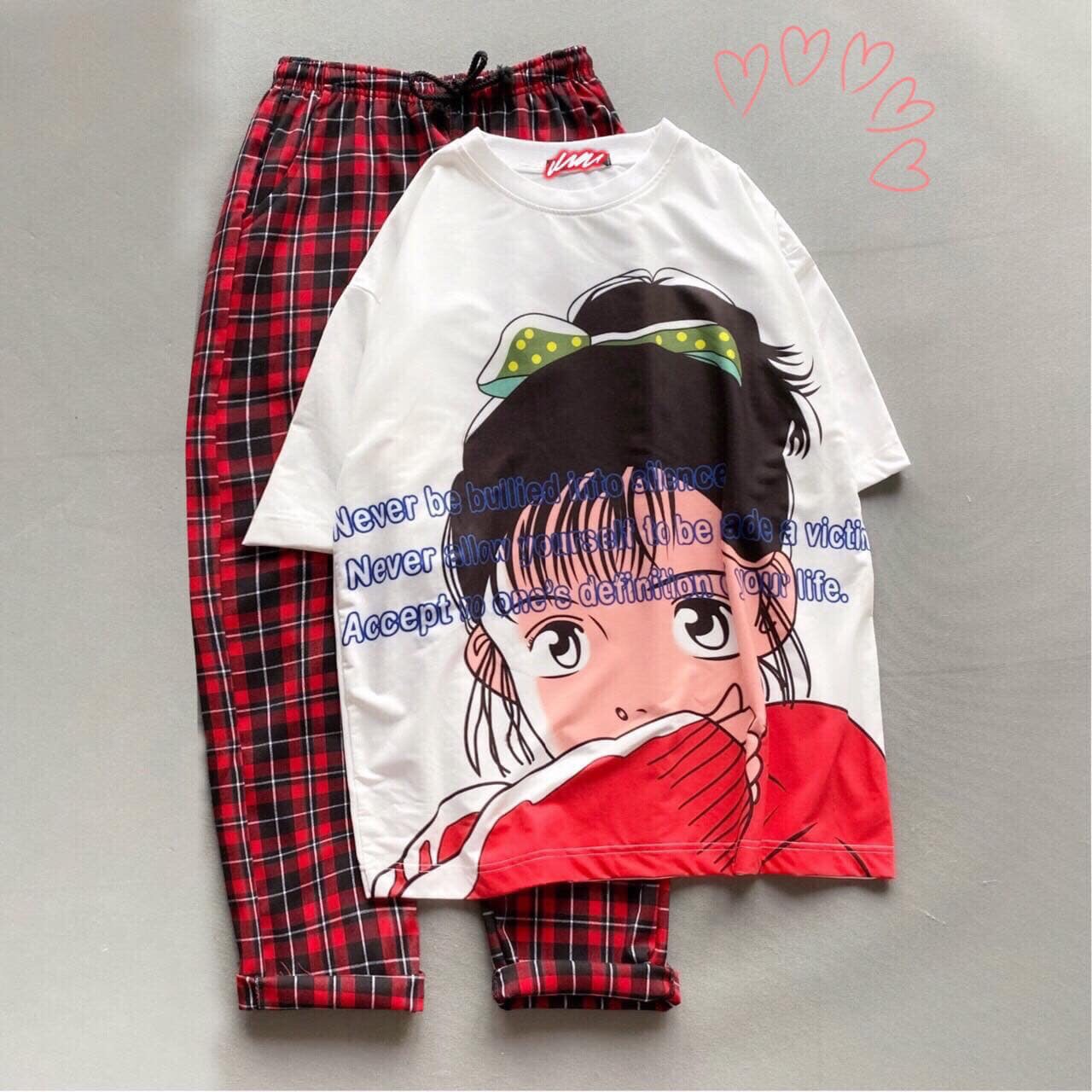 Quần caro Plaid Pants (40-64kg, M L). Ảnh thật