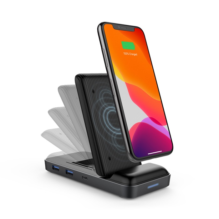 Đế sạc kiêm cổng chuyển HyperDrive 7.5W Wireless Charger Usb-C Hub