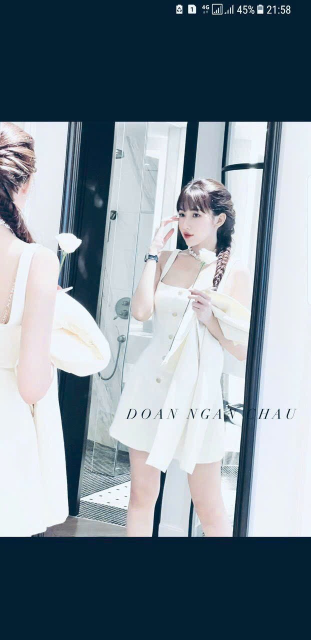 Đầm váy nữ đính nút kèm áo khoác ( có mút ngực)