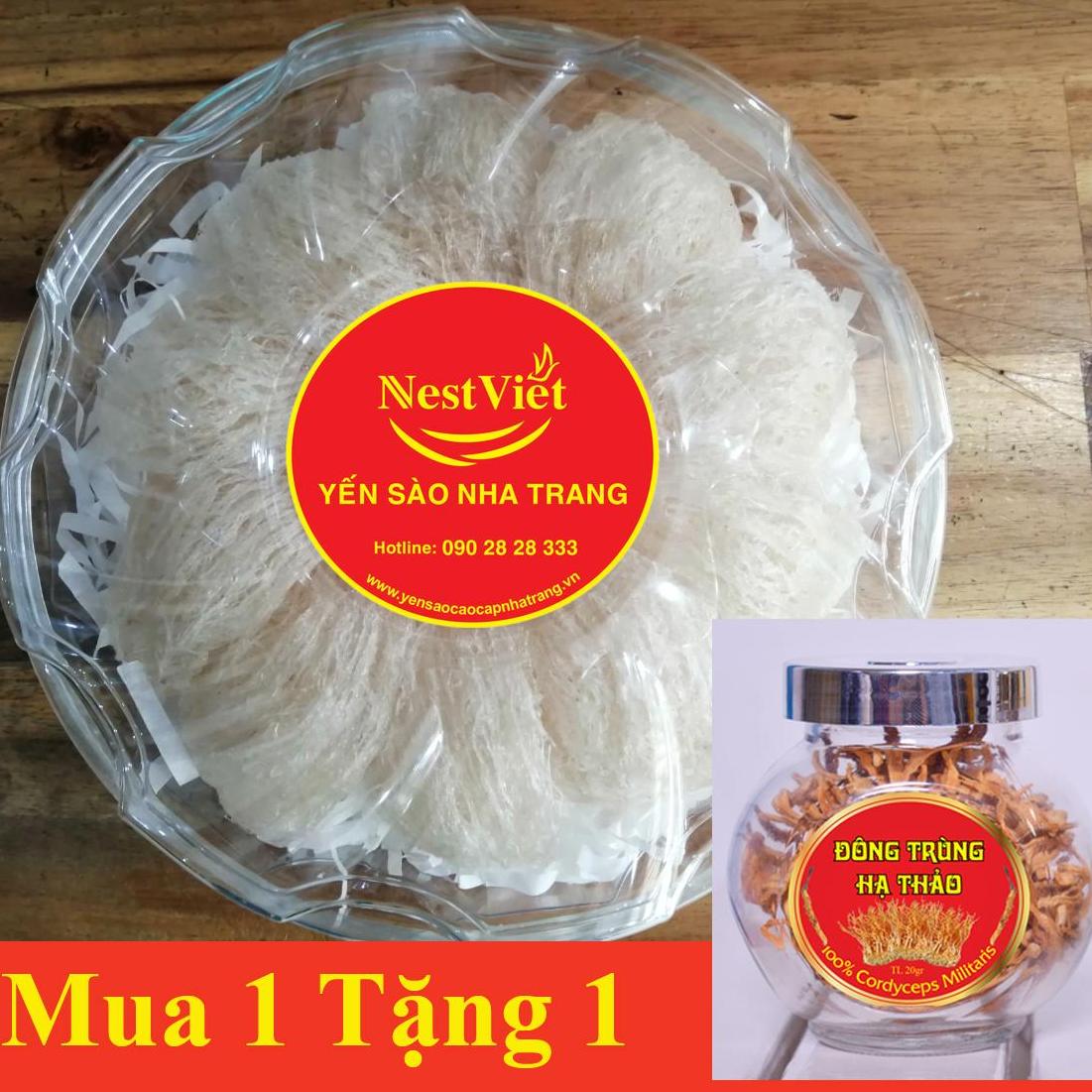 Bộ 100gr Yến Sào tinh chế Loại 1 Yến Sào Khánh Hoà Tặng 1 hộp đông trùng hạ thảo - Thương Hiệu NestViet