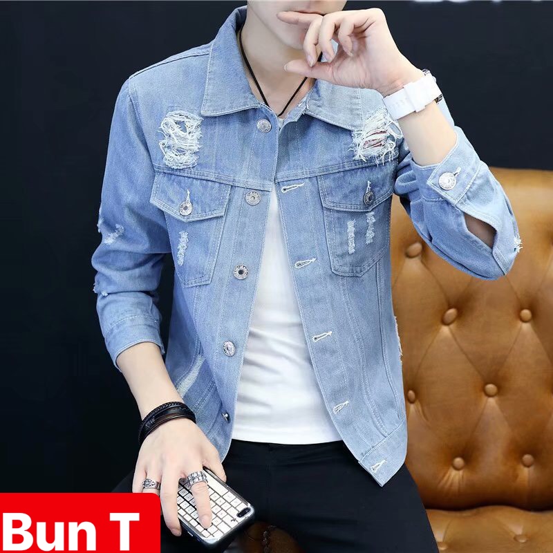 ÁO KHOÁC JEAN NAM CHẤT BÒ XANH NGỌC VẢI ĐỎ HÀN QUỐC SÀNH ĐIỆU T&T-88 CAO CẤP - TRANGBUN FASHION
