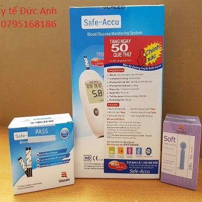 { GIẢM GIÁ SẬP SÀN } MÁY ĐO ĐƯỜNG HUYẾT Safe-Accu (***TẶNG: 50 que+ 50 kim ***) ,bảo hành vĩnh viễn