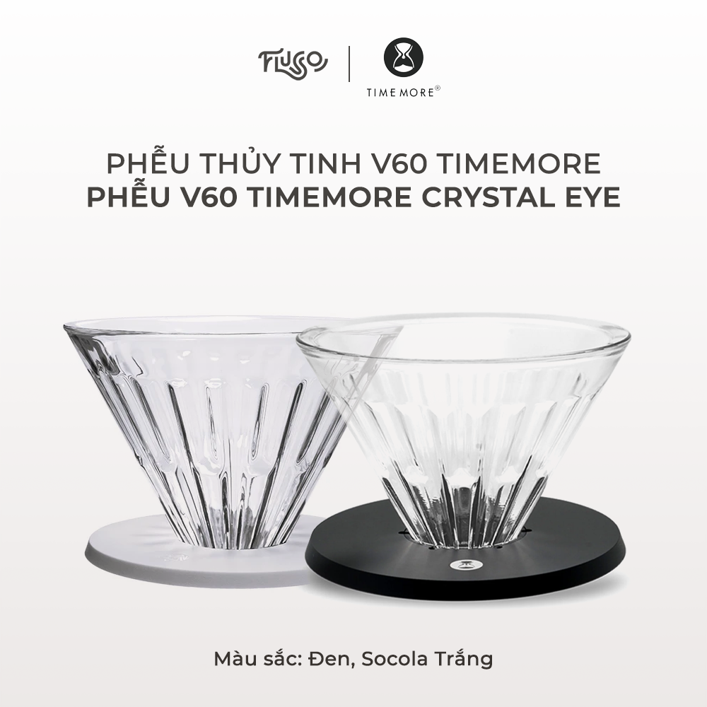Phễu V60 Timemore Crystal Eye -  Phễu thủy tinh V60 Timemore