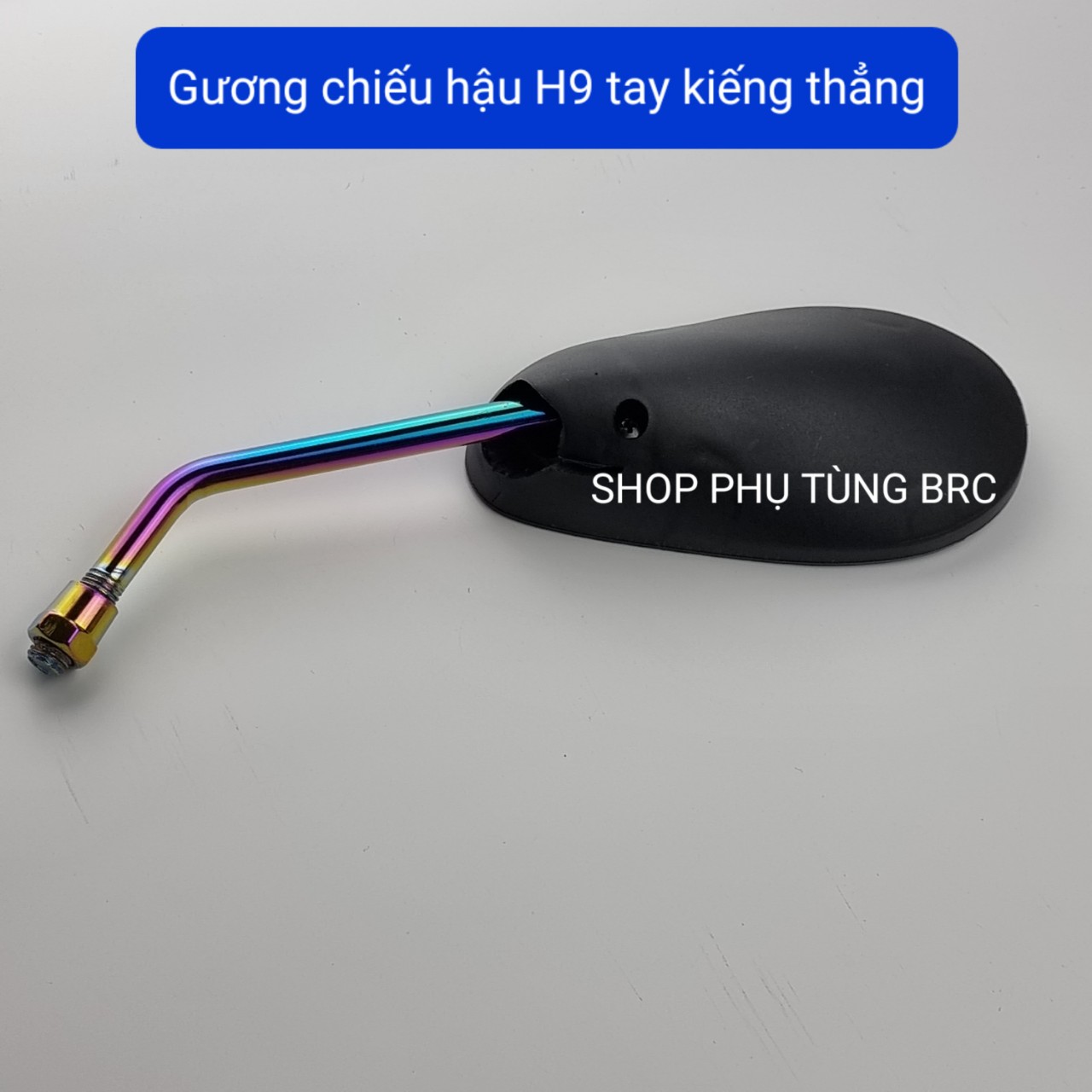 Gương chiếu hậu H9 tay kiếng mạ titan ( SL: 1 cây GẮN BÊN TRÁI, có 2 loại tay cong và tay thẳng cho khách chọn trên đơn hàng).