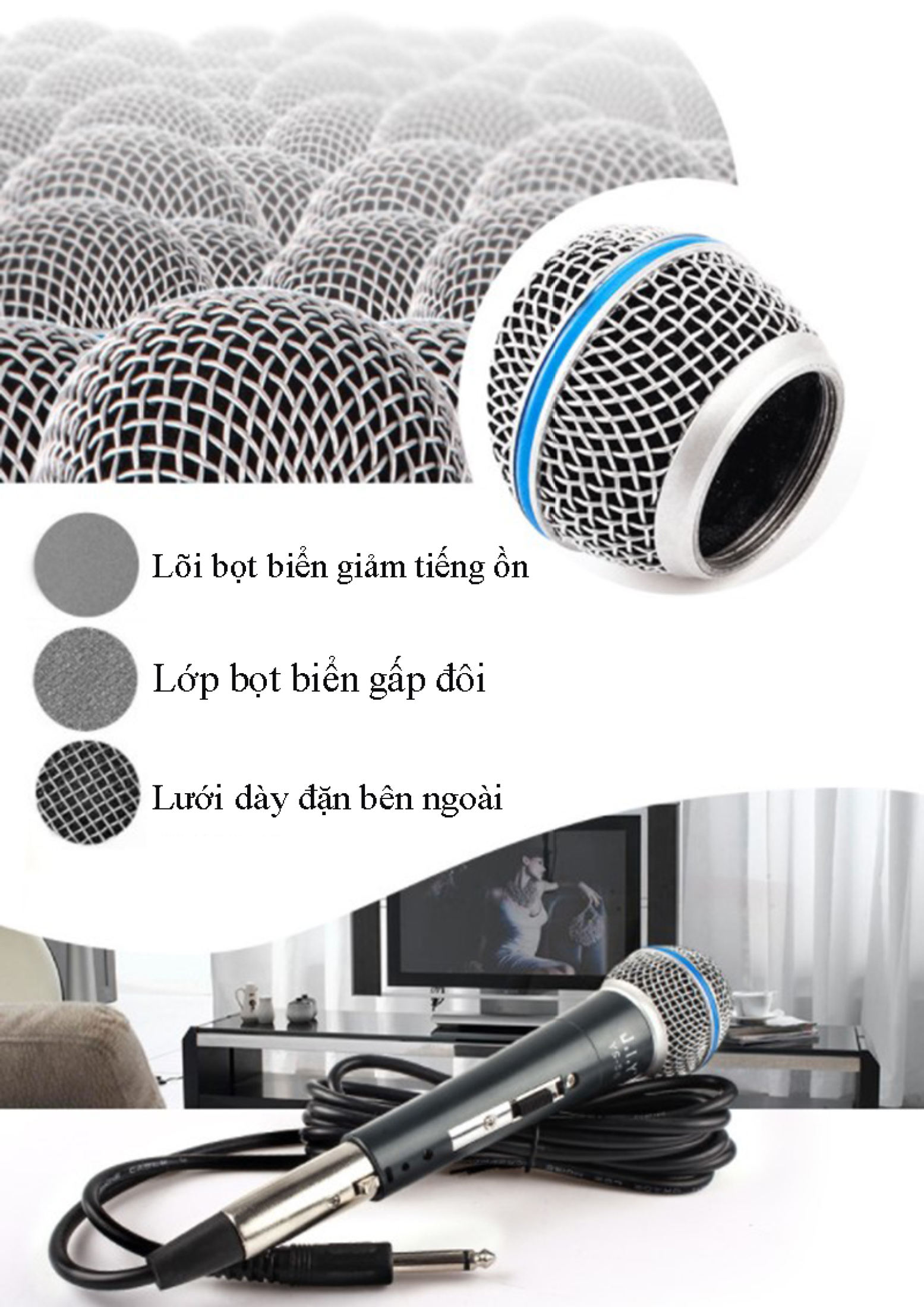 Micro Karaoke có dây chống hú, Micro có Shure YS-58