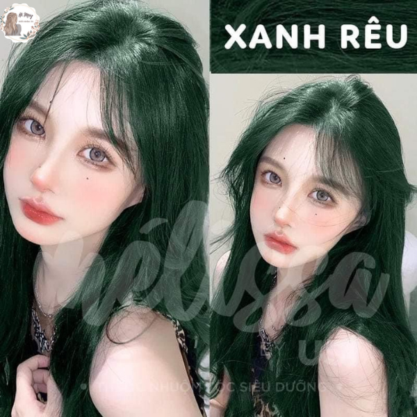 Thuốc Nhuộm Tóc Xanh Rêu Không Cần Tẩy ( Kèm Oxi+ Găng Tay+ HDSD )