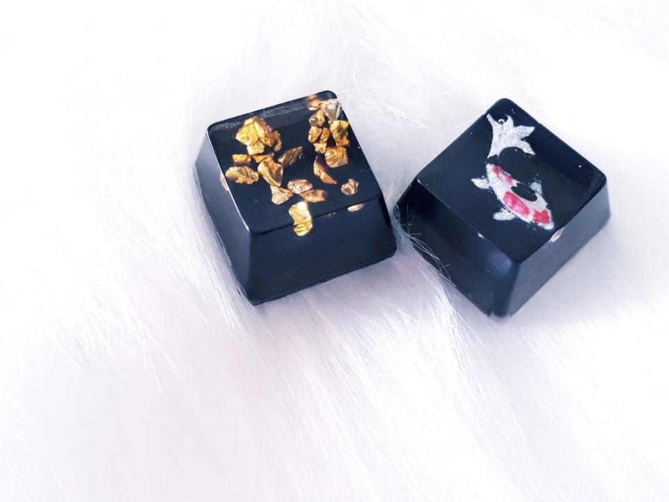[HCM]Bộ 2 keycap đá vàng và cá koi.