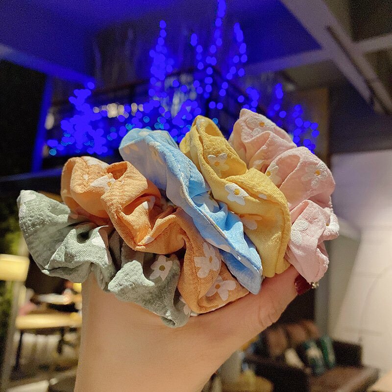 Srunchies hoa cúc nhiều màu co giãn / Dây buộc tóc