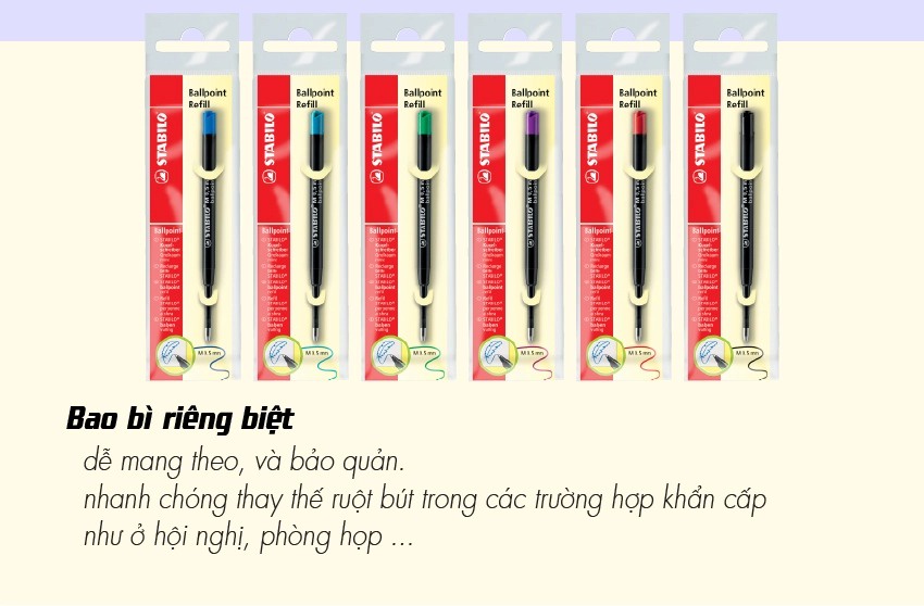 Hộp 10 ruột bút bi STABILO Ballpoint Refill COM4BR (COM4BR/10)