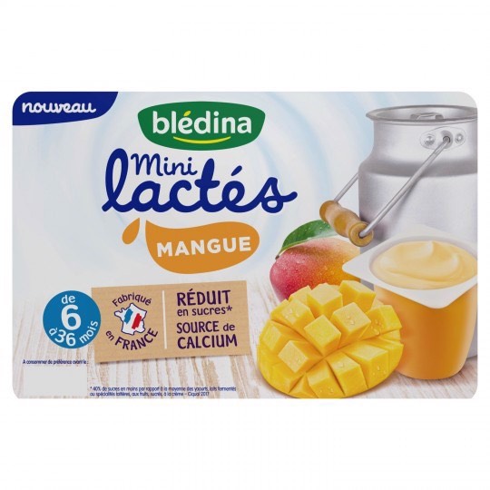 Sữa chua Bledina Pháp đủ vị 6x55g vỉ vị xoài