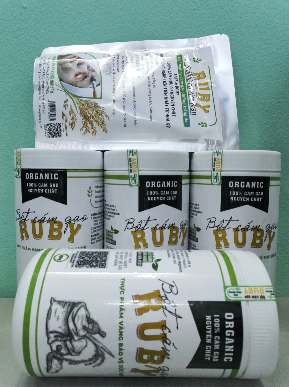 Combo 4 họp ruby organic + mặt nạ cám gạo 250g
