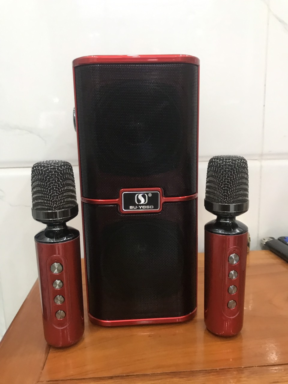 Loa karaoke bluetooth YS218, 2 bass mẫu mới