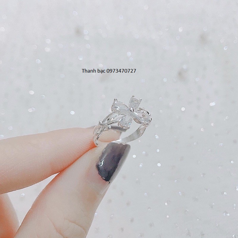 Nhẫn hoa nữ phong cách mới bạc ta