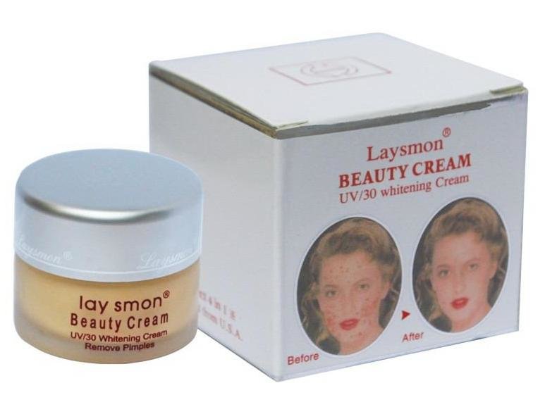 [HCM]Kem Dưỡng trắng giảm Nám sắc tố đen ngừa mụn trứng cá đầu đen Laysmon Whitening Beauty Cream UV/30 15g