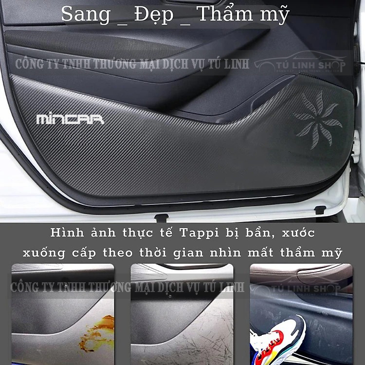 Bộ 4 Tấm dán Tapli xe Suzuki XL7, Ertiga, Swift chính hãng MINCAR, chống xước tapi cửa ô tô bằng Carbon Air Fiber cao cấp