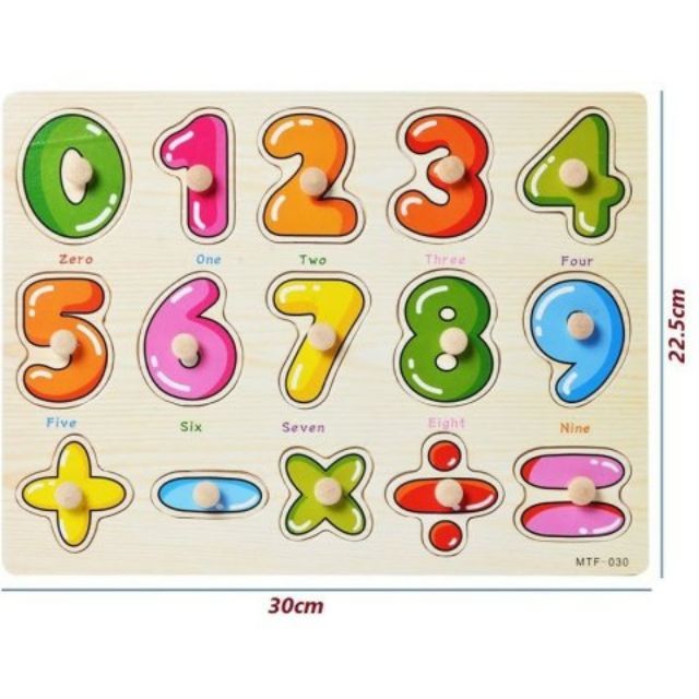 Bộ Số từ 0 - 9 Bằng Gỗ Có Núm Cầm