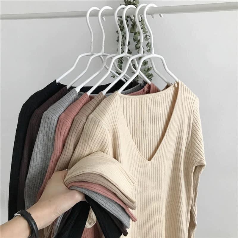 Áo len ĐŨA cổ tim V nữ mềm mịn co giãn tốt