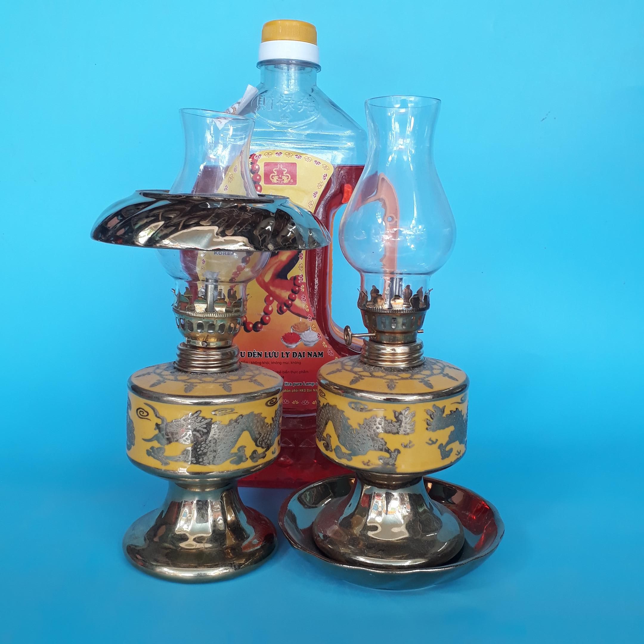 Cặp đèn thờ sứ 3D tặng dầu thắp Lưu Ly