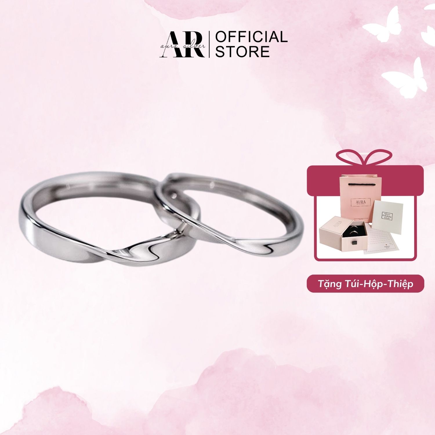 Nhẫn cặp nam nữ nhẫn đôi freesize Twist Aura-ND06
