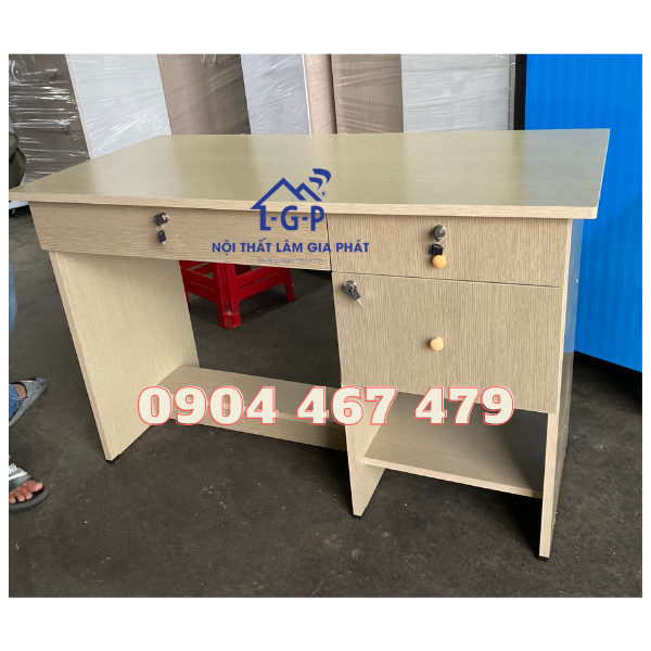 Bàn làm việc ván ép 3 hộc kem 1m, 1m2 mới - bàn văn phòng