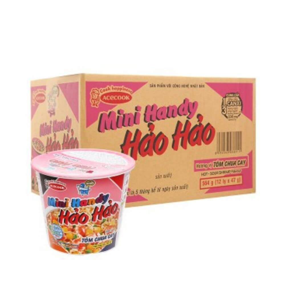 [Thùng 12 Ly] Mì Handy Hảo Hảo Tôm chua cay 47g