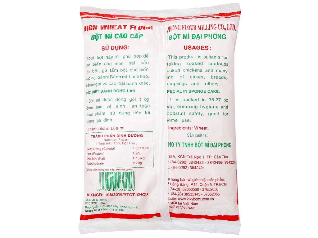 Túi 1kg Bột Mì Đa Dụng Táo Đỏ Cao Cấp ( Bột Mì Số 8 )