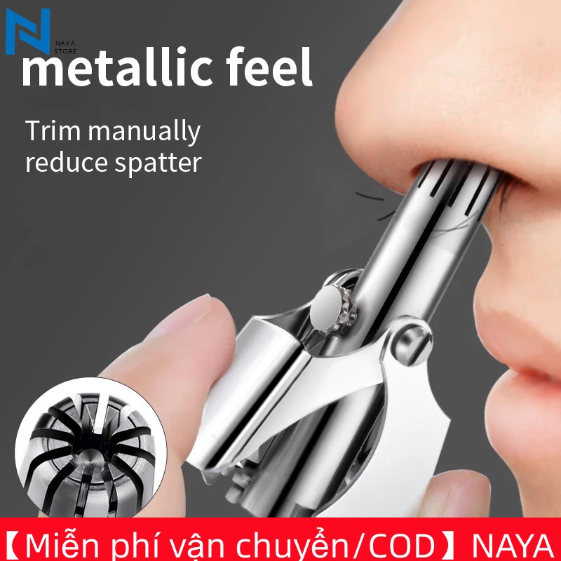 【Miễn phí vận chuyển/COD】NAYA Dụng cụ cắt tỉa lông mũi tiện lợi Skmei Nose Hair Trimmer for Men Women Stainless Steel Manual Washable Portable Nose Hair Remover Nose Razor Shaver Tools