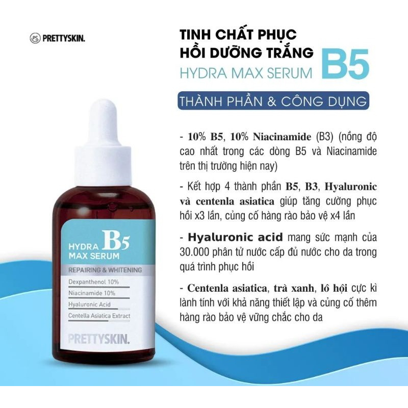 Serum Dưỡng Trắng Phục Hồi Da Prettyskin Hydra B5 Max Serum 50ml