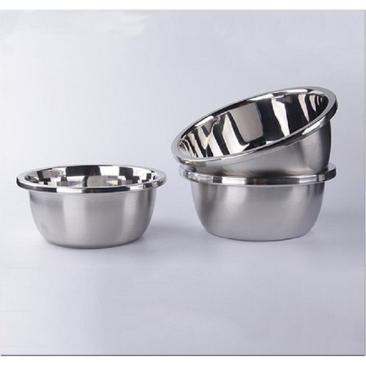 Chậu inox cao cấp dày dặn có viền cầm tay đường kính 24 cm