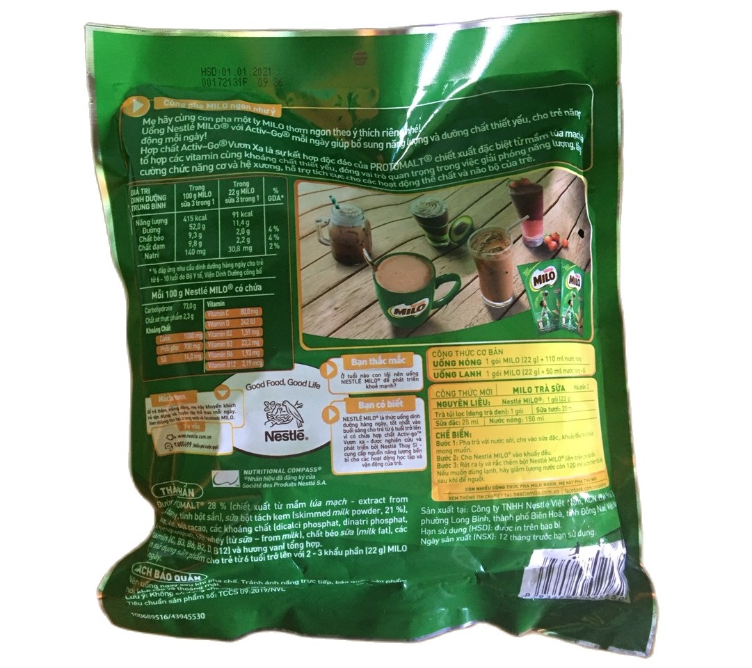 Sữa Nestle MILO Nguyên Chất dạng bột túi 220g