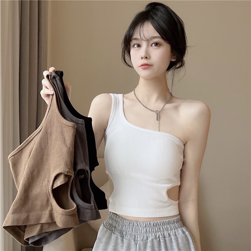 Áo bra lệch vai khoét eo sát nách cá tính ( có mút )