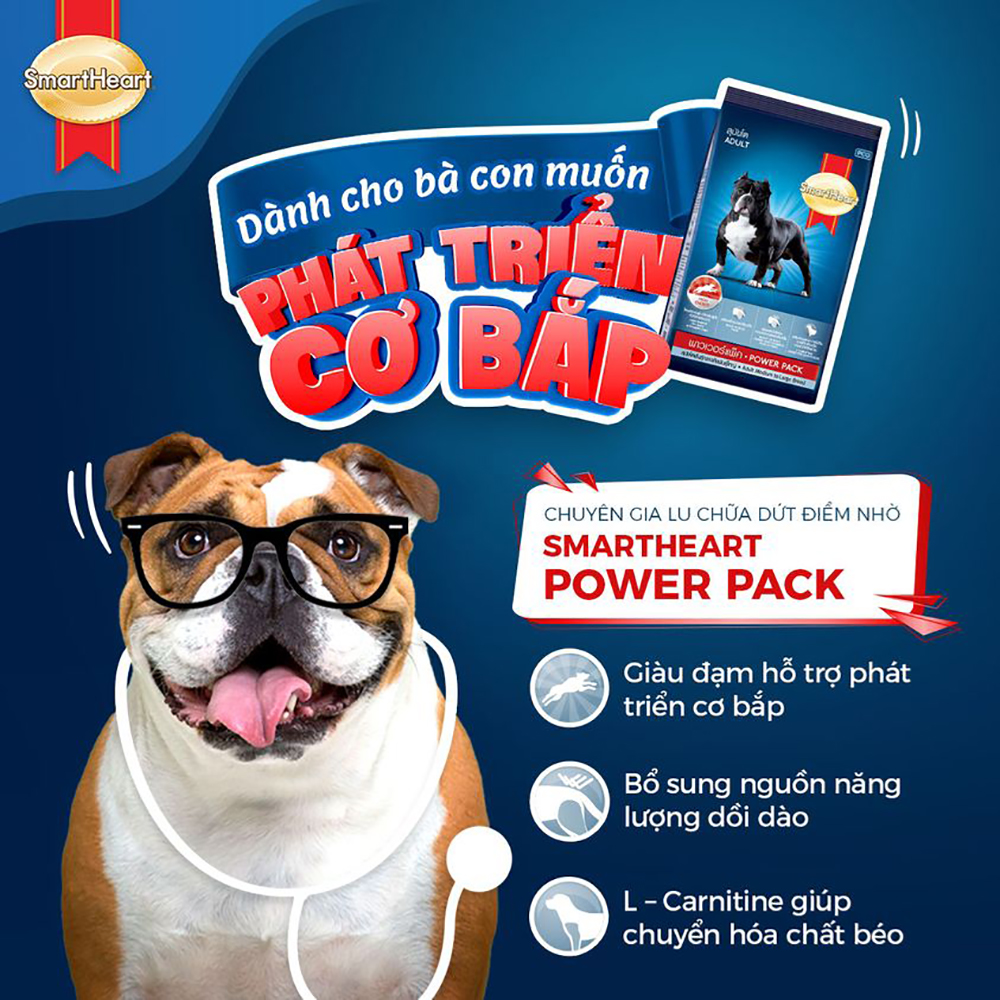 Thức ăn Smart Heart Power Pack Puppy 1kg Dành cho chó
