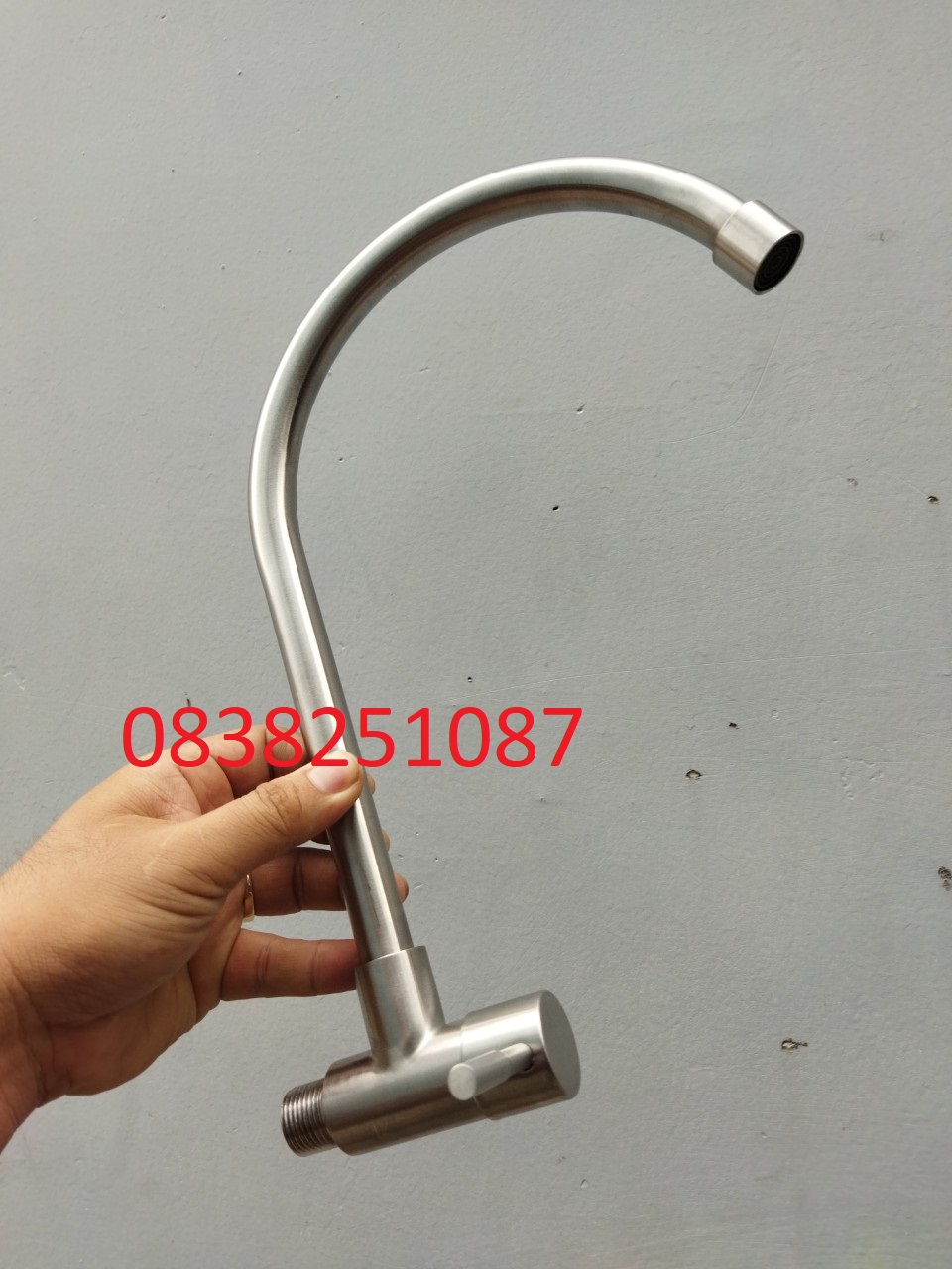 Vòi rửa chén lạnh âm tường Inox SUS 304  (Xước mờ)