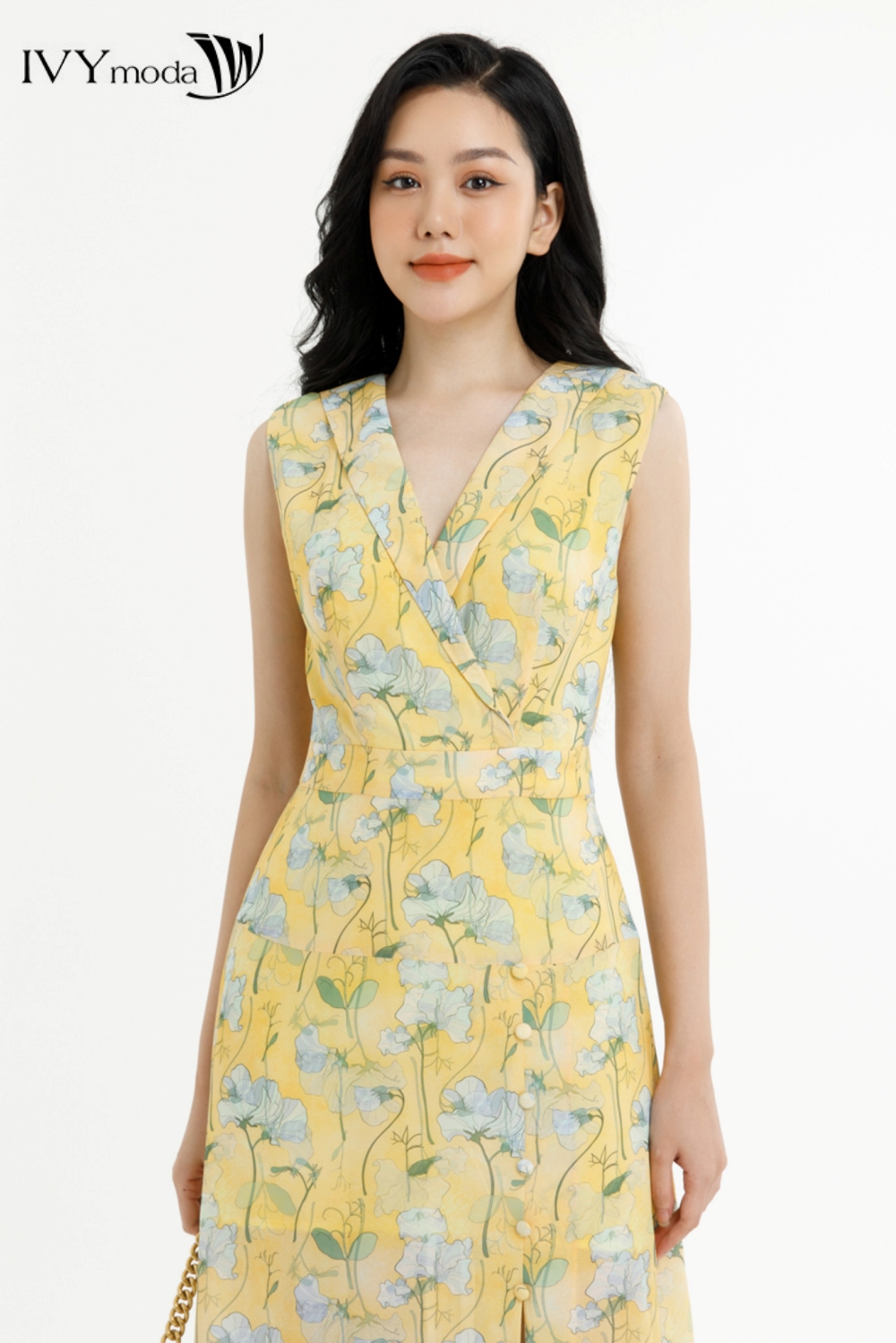 Đầm maxi cổ 2 ve xẻ tà trước IVY moda MS 41M7453