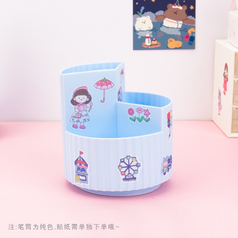 Ống cắm bút 3 ngăn xoay 360 độ