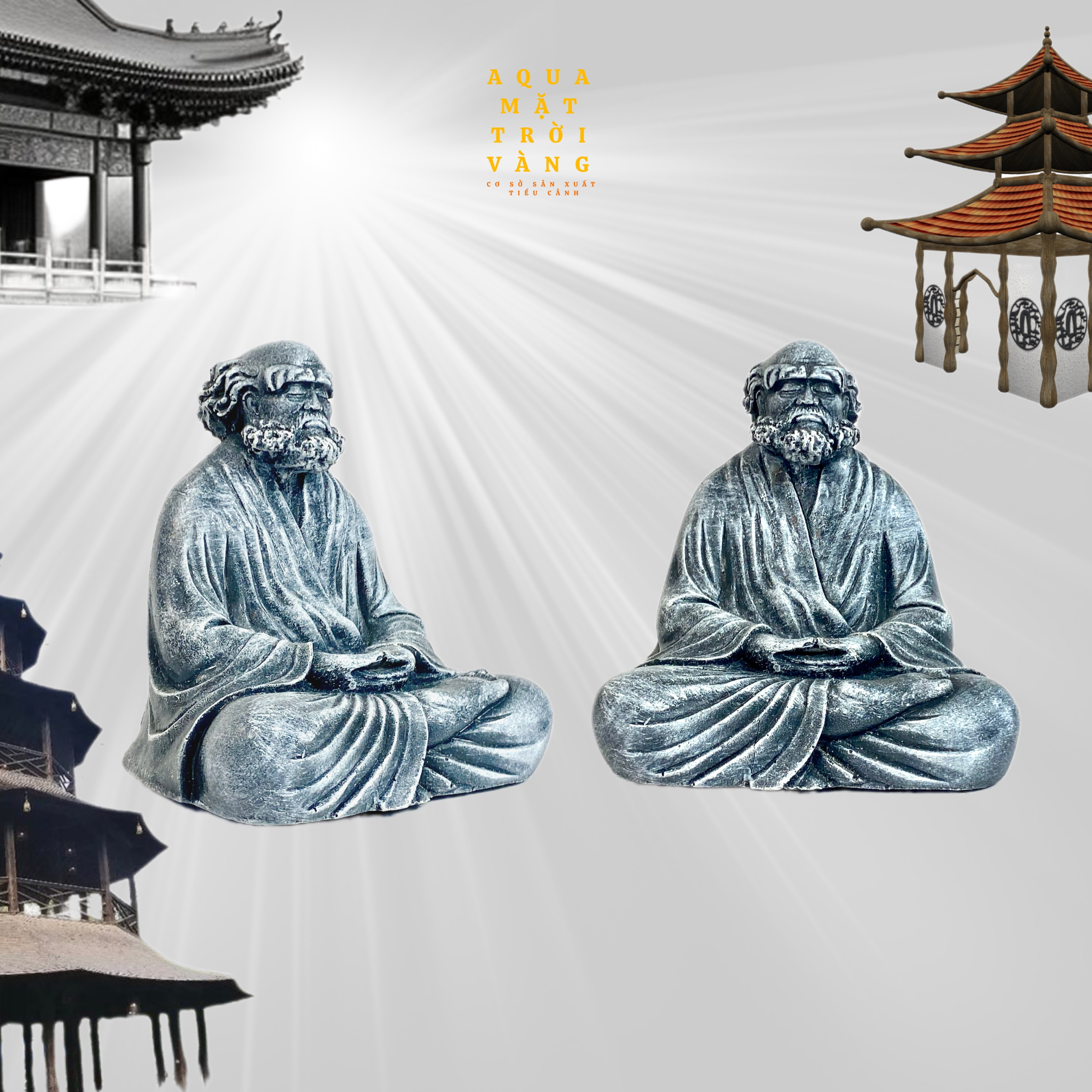 Tượng Đạt Ma Sư Tổ, Cao 12cm - phụ kiện trang trí Tiểu Cảnh, Hồ Cá, Hồ Bán Cạn, Terrarium (TP11)