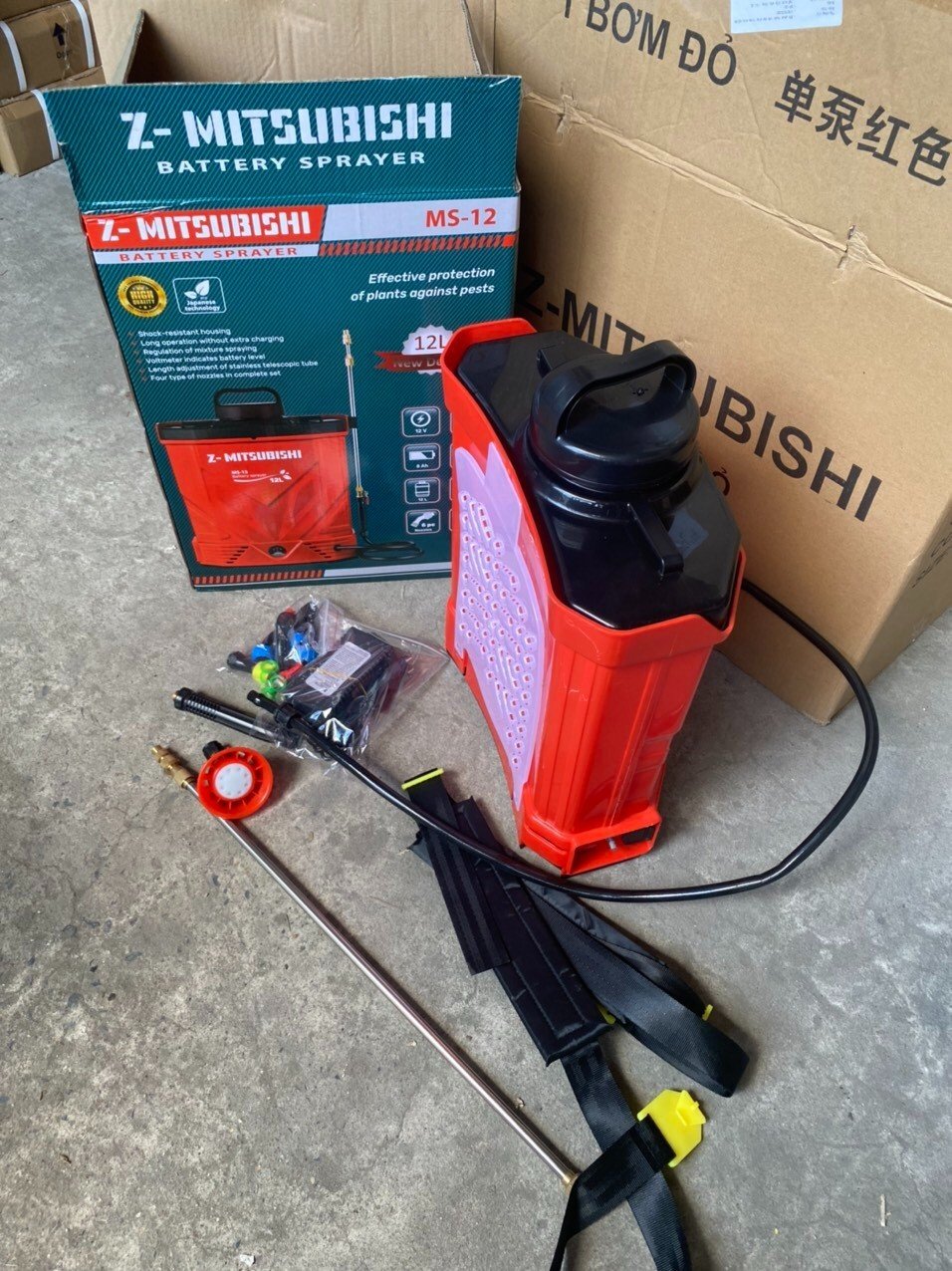 BÌNH XỊT ĐIỆN Z-MITSUBISHI 12L (BÌNH MỚI SIÊU ĐẸP MÀU ĐỎ - Bình xịt điện 12L)