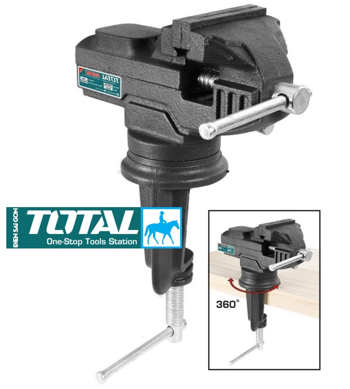 Ê tô kẹp mâm xoay kẹp bàn 60mm Bench Vice Total THT6126