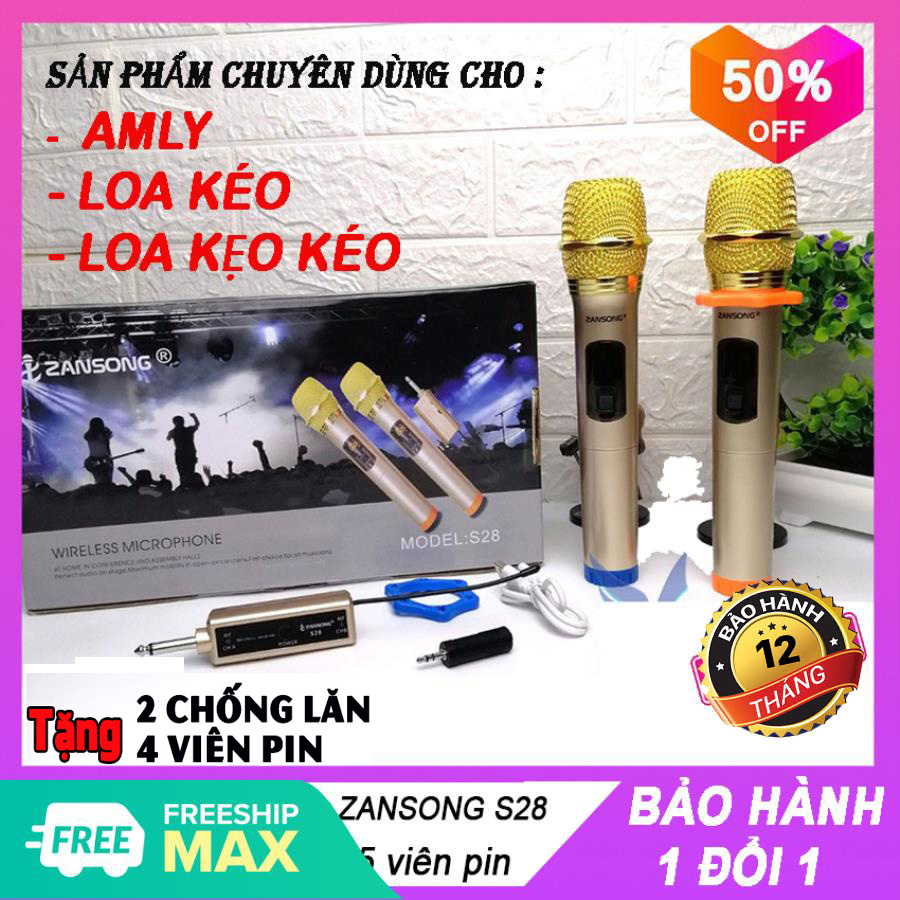 [ HÀNG HOT ] Trọn Bộ 2 Micro Không Dây Đa Năng Zansong S28 Cho Loa KéoLoa KaraokeLoa Bluetooth Âm Vang - Ấm-Mic Hát Karaoke Cầm Tay MiniSản Phẩm Với Thiết Kế Hoàn Toàn Mới LạÂm Thanh Nghe HayKhông Bị RèBảo Hành 12 Tháng.