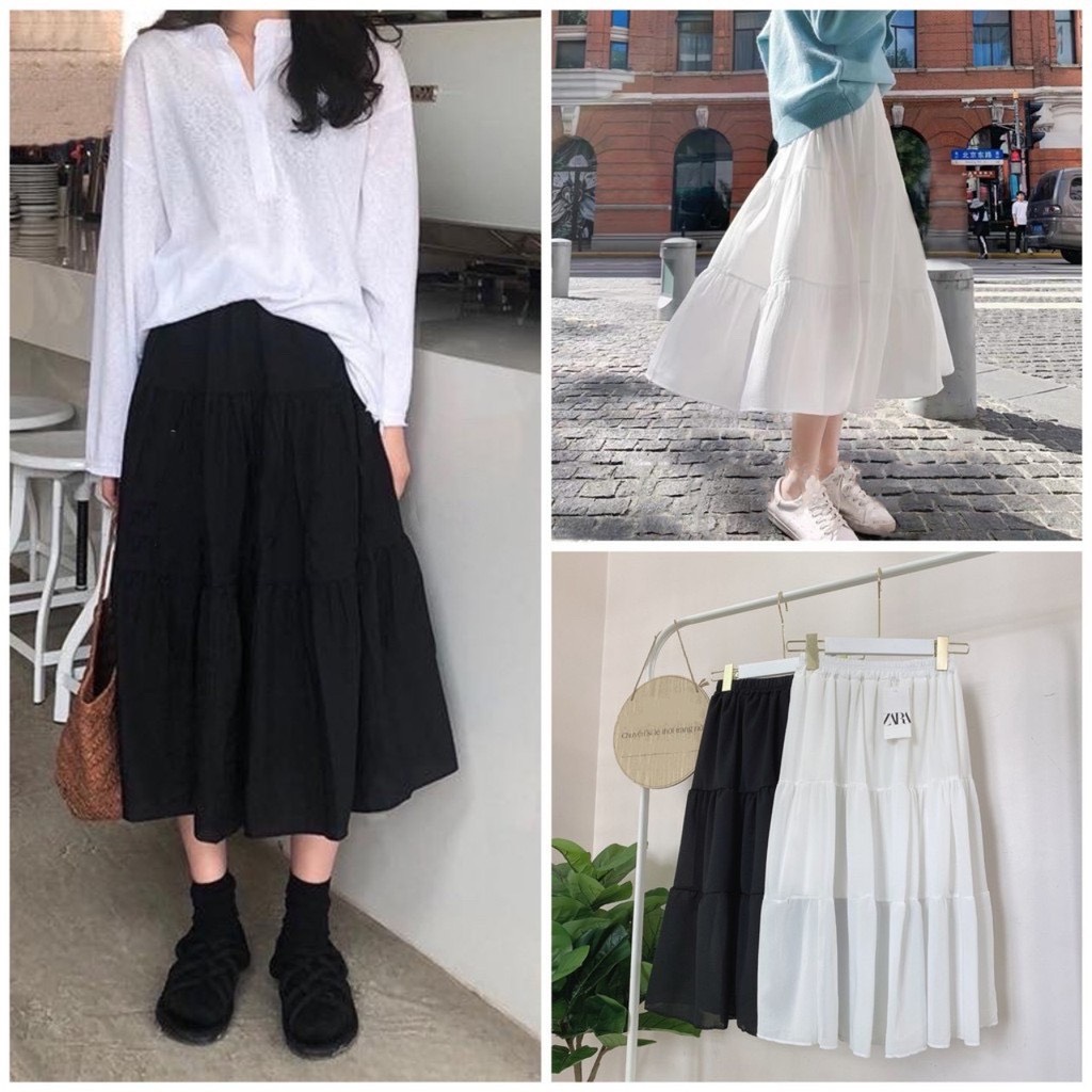 [HCM]Chân Váy Vintage 2 Lớp Siêu Xinh
