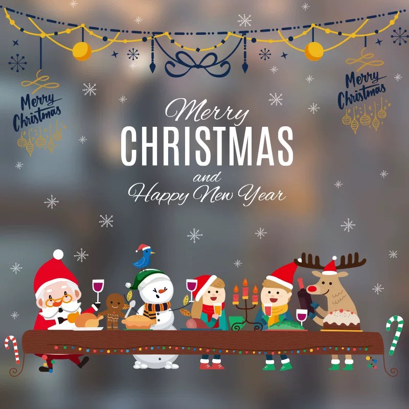Decal trang trí noel dán cửa kính, Phụ kiện decor trang trí nhà cửa hình dán , tranh dán kính NL004