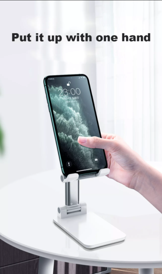 BASIKE Retractable Aluminum Alloy Desktop Holder Universal Table Cell Phone Stand Desktop Rack Multifunction Mobile Phone Holder Stand Support Ipad Pro 12 Inch Thick Stand Suitable for Samsung OPPO VIVO Huawei Color:Silver