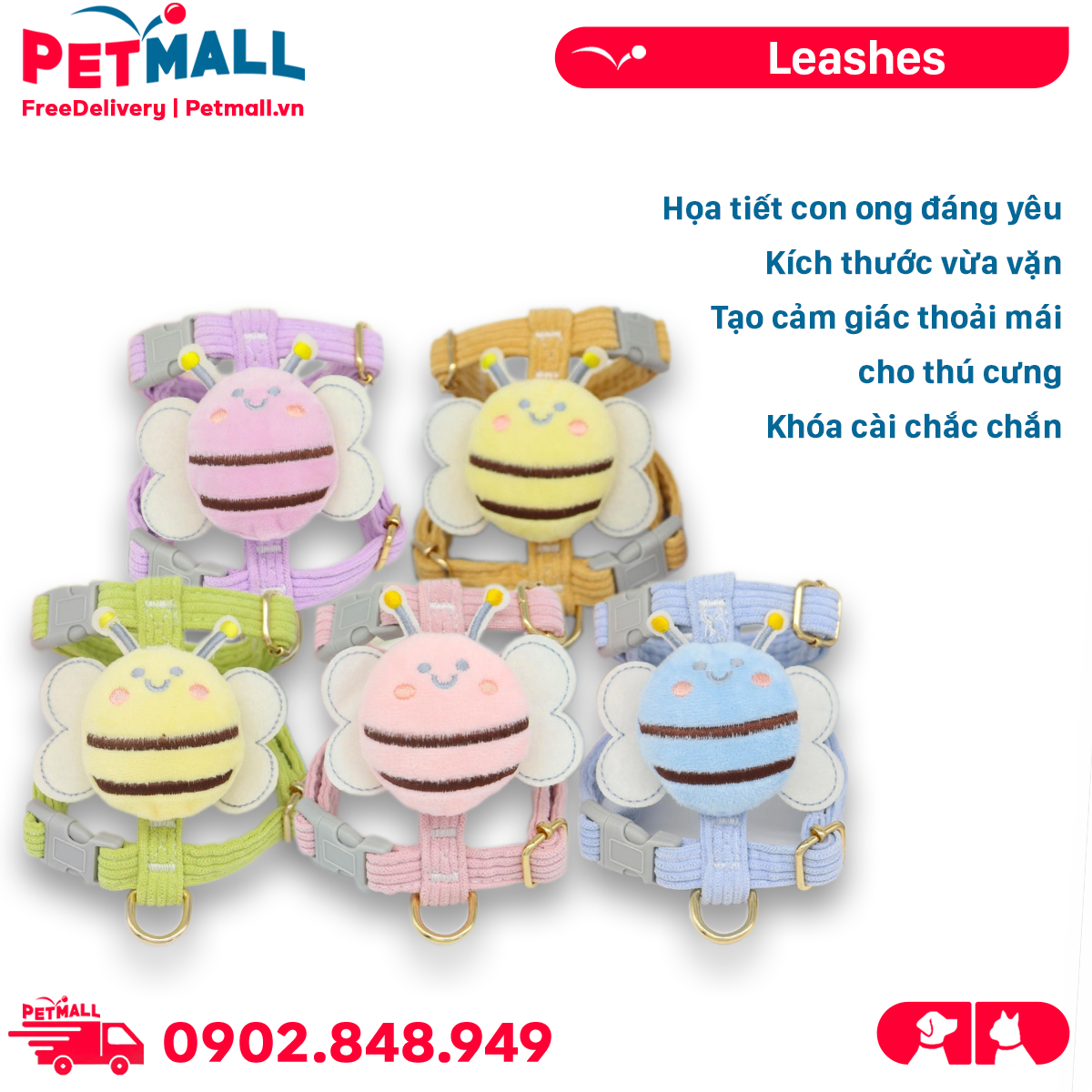 Set yếm + dây dắt SONICE Bee Pets Petmall